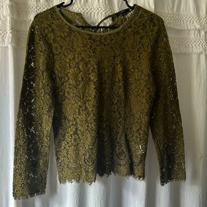 J. Crew Olive Lace Blouse